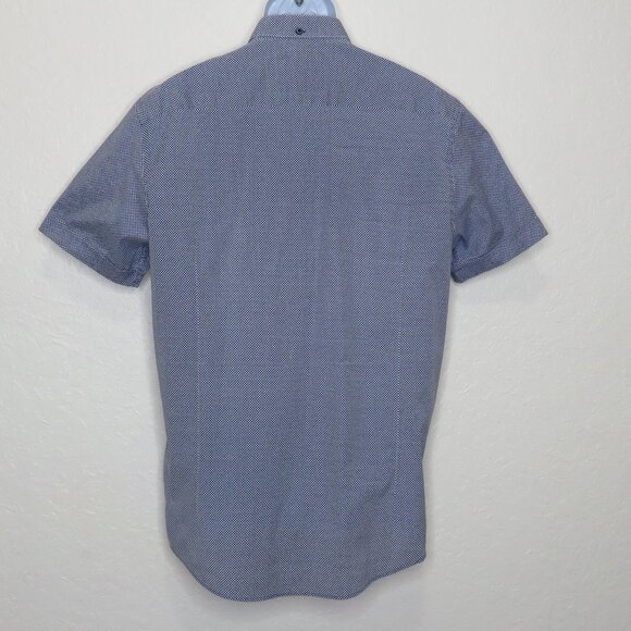 Guide London* Men's Short Sleeve Button Down Curved Hem Polka Dot Shirt~ Size XL - Picture 2 of 11